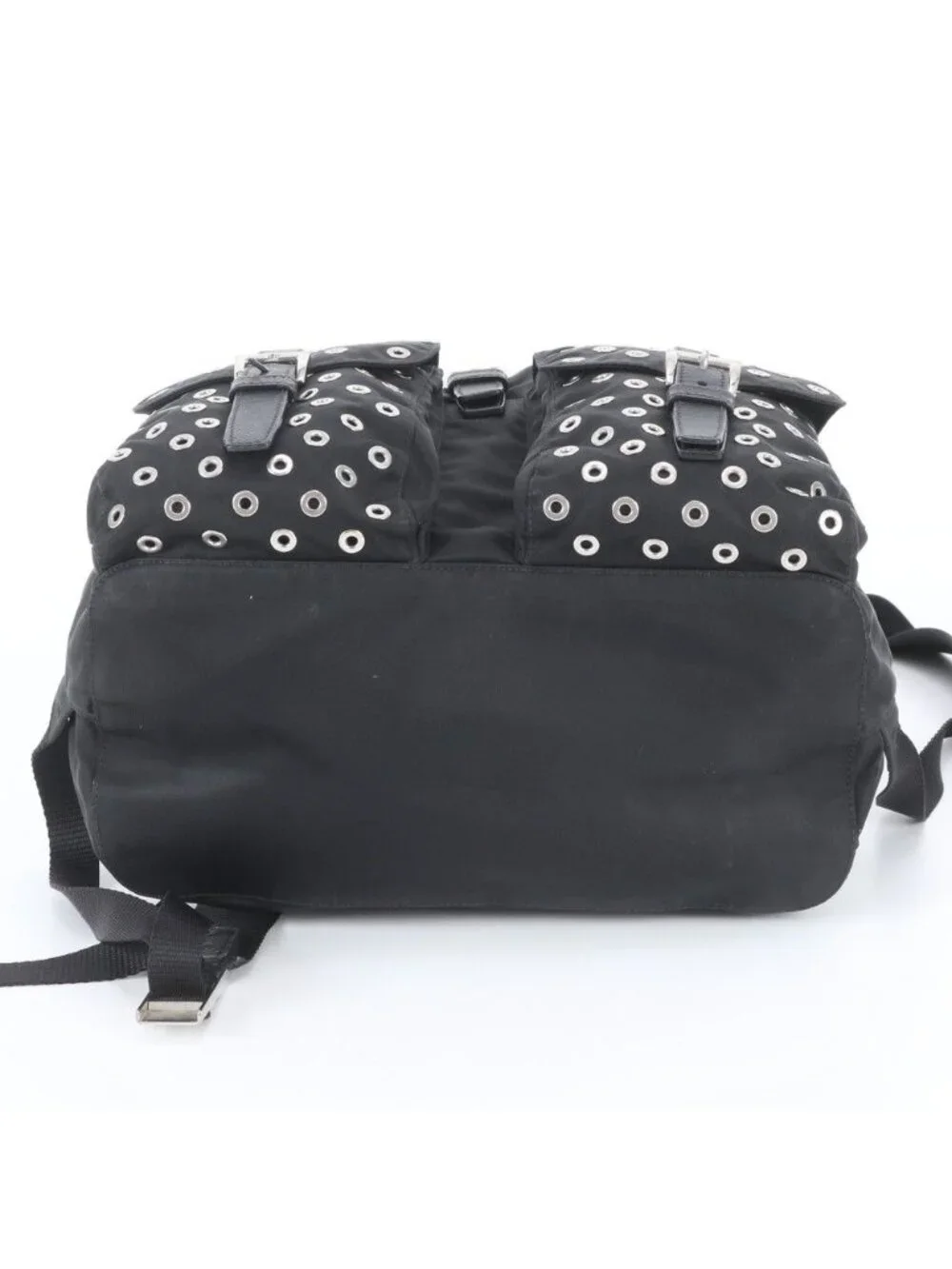 Prada Tessuto Nylon Perforated Leather Backpack Black
